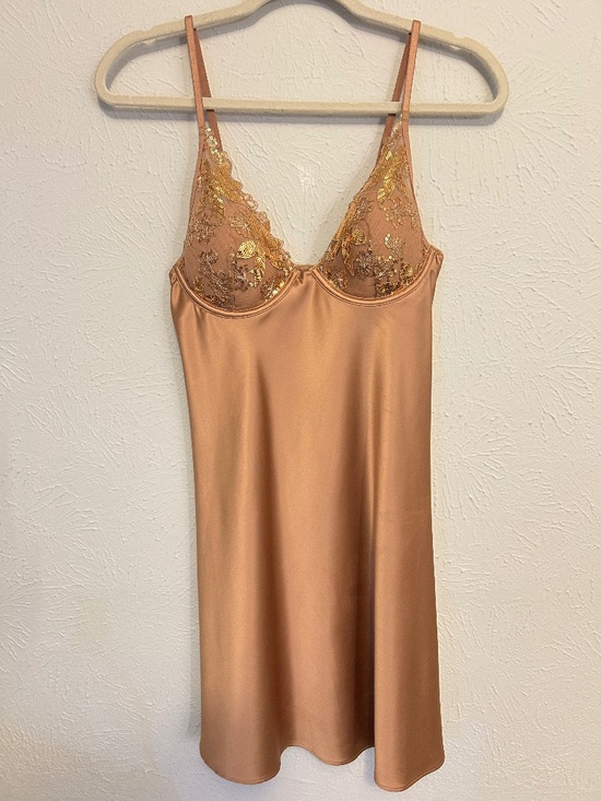 Victoria's Secret Dresses & Skirts - Victoria’s Secret Satin Lace Mini Dress Nude Gold